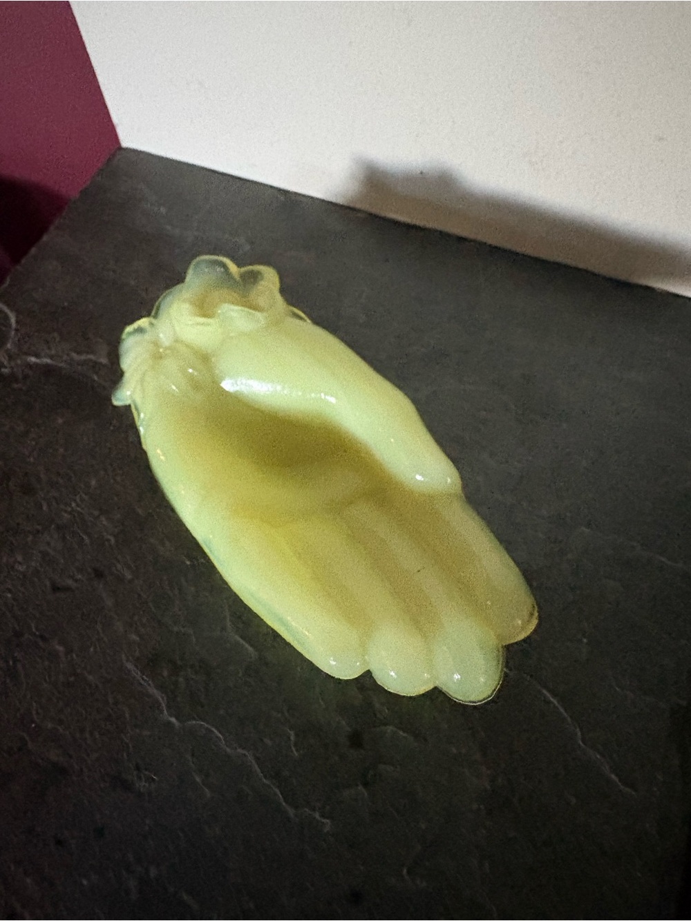 Hand-Shaped Yellow Glass Trinket Dish - Decorative Catchall